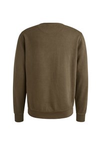 Oliwkowa bluza, miękka w dotyku, klasyczny krój, długie rękawy, ściągacze przy mankietach i dolnym końcu, minimalistyczny design bez grafik czy ozdób.