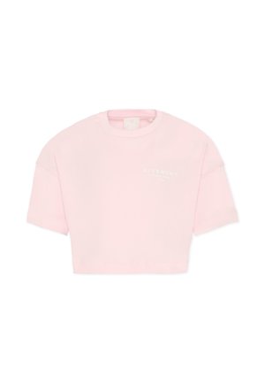 T-shirt corta rosa chiaro con maniche corte e piccolo logo bianco "Givenchy" sul petto sinistro.