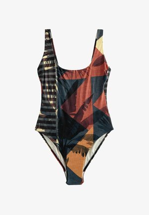 TUMMY CONTROL SCOOP - Maillot de bain - navy rust red palm