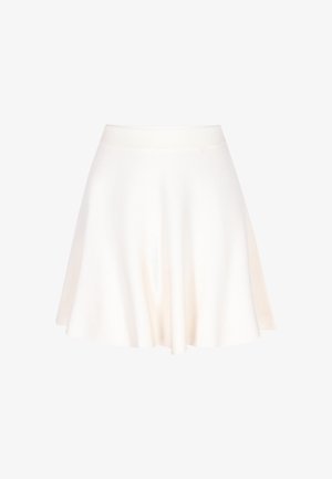 Jupe évasée blanche en tissu doux, dotée d'une large taille élastique et d'une silhouette fluide pour un confort de mouvement.
