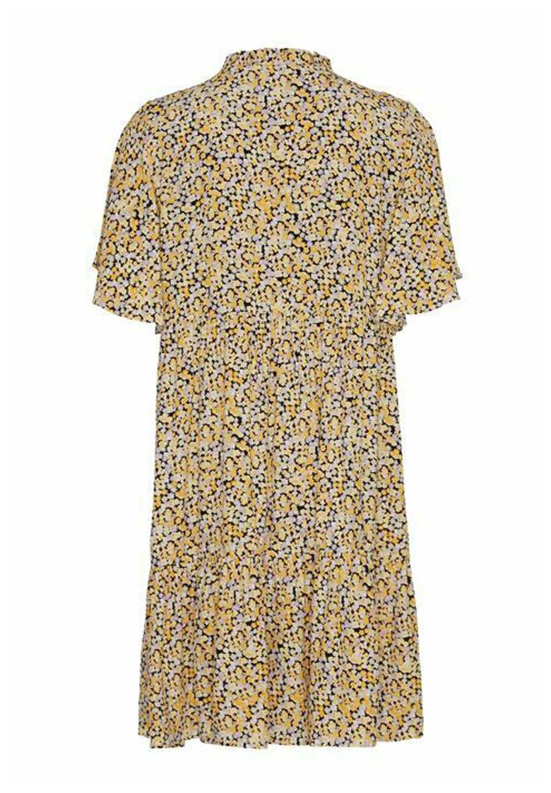 Damen Freizeitkleider | Moss Copenhagen LYVIA Blusenkleid black flower/gelb - BQ69718 Damen Freizeitkleider | Moss Copenhagen LYVIA Blusenkleid black flower/gelb - BQ69718