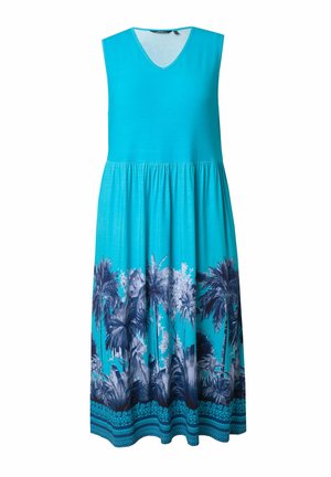 Ulla Popken SLEEVELESS - Jersey dress - deep aqua