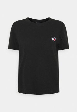 REGULAR HOMESPUN HEART TEE - Basic T-shirt - black