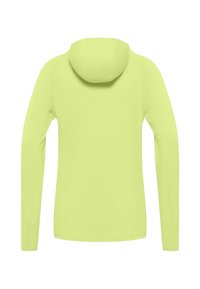 Helle grüne langärmelige Kapuzenjacke mit glatter Textur und taillierter Passform. Schlichte Rückansicht ohne zusätzliche Details.