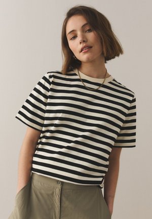 Next, HEAVYWEIGHT SHORT SLEEVE CREW NECK  - Tričko s potlačou - black ecru stripe