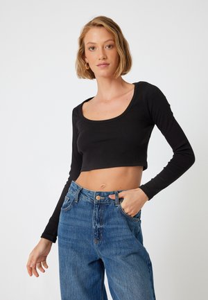 CROP - Maglietta a manica lunga - black