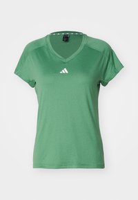 AEROREADY TRAIN ESSENTIALS MINIMAL BRANDING V-NECK - Sport T-shirt - preloved green