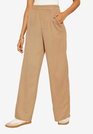 Friends Like These TEXTURED WIDE LEG WITH ELASTICATED WAIST - Auduma bikses - brown