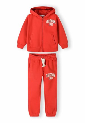 ZIP HOODED SET WITH PRINT - Collegepaita - red