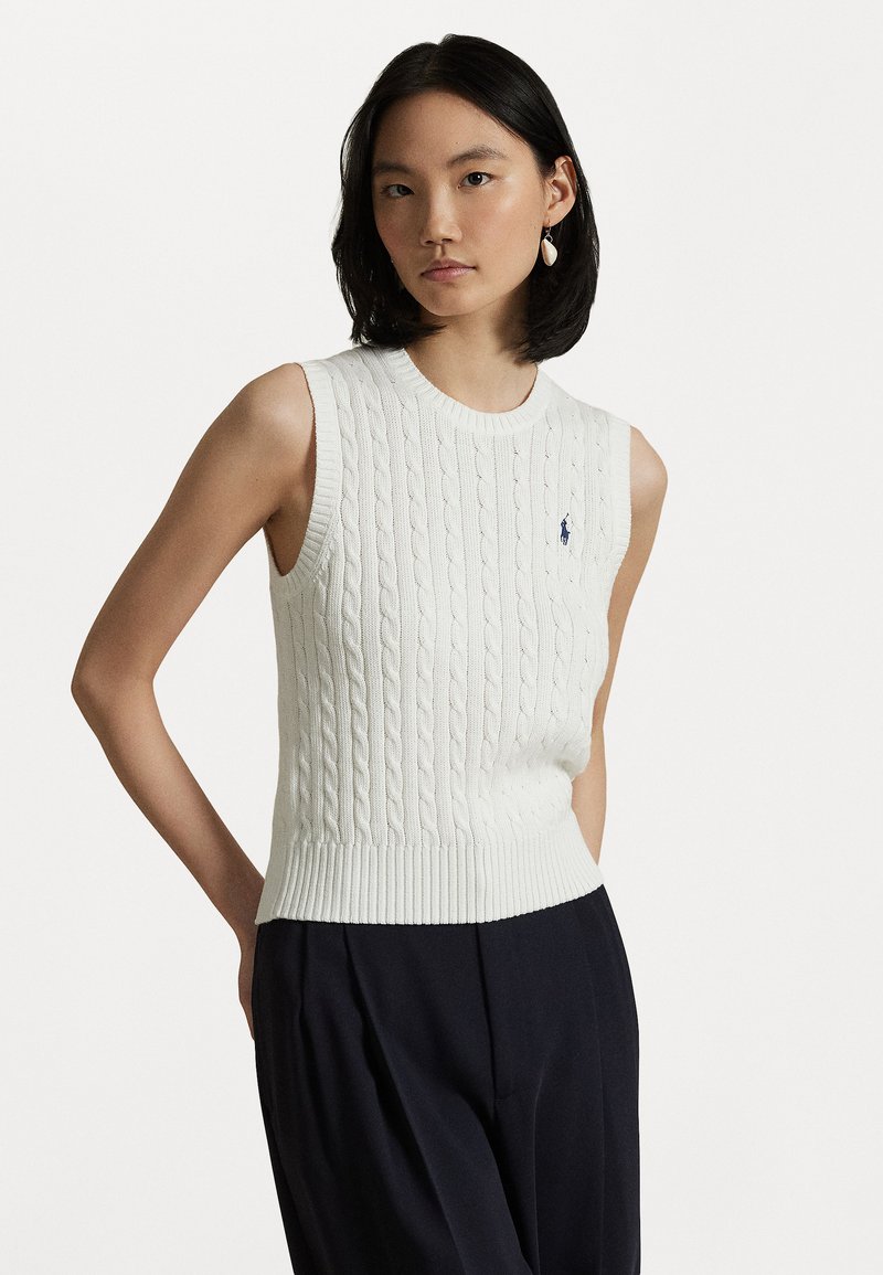 Polo Ralph Lauren CABLE KNIT COTTON SWEATER VEST - Top - white/bela - Zalando.si