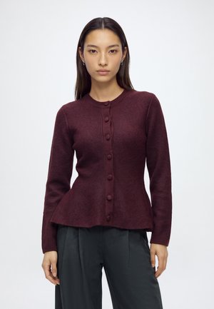 VILA, VIBOWS O-NECK PEPLUM KNIT CARDIGAN/RN - Жилетка - fig melange
