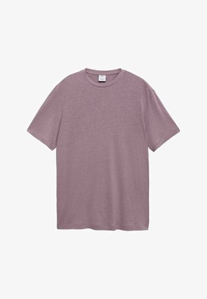 Rundhalsad t-shirt med korta ärmar i ljus lavendel, tillverkad av mjukt bomullsblandat tyg. Enkel design utan mönster eller hårdvarudetaljer.