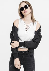 Urban Classics LADIES LACE UP CROPPED TOP - Top - white