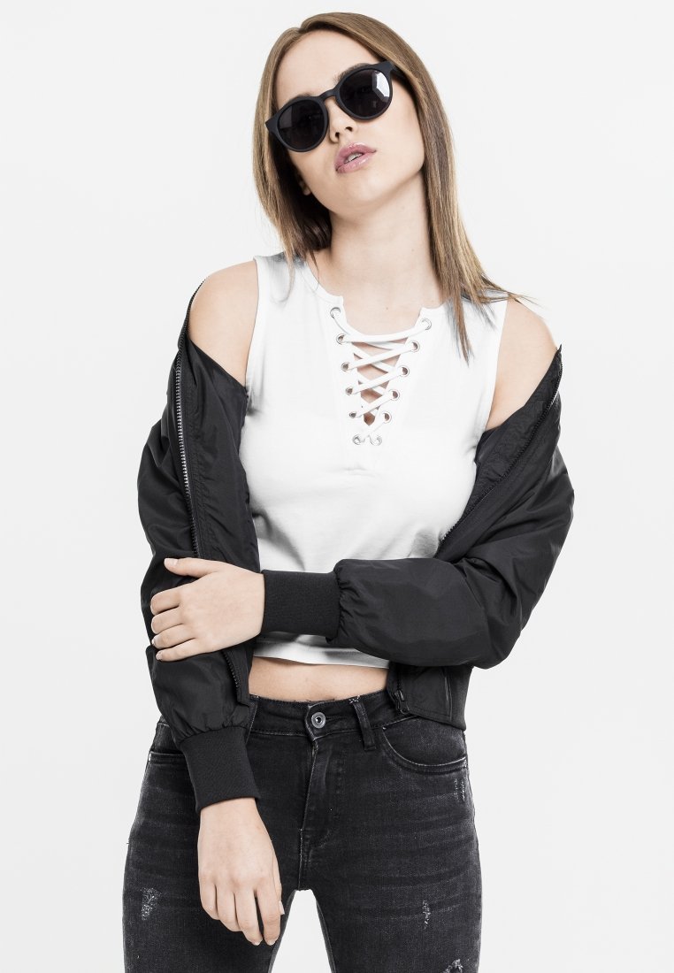 Urban Classics LADIES LACE UP CROPPED TOP - Top - white
