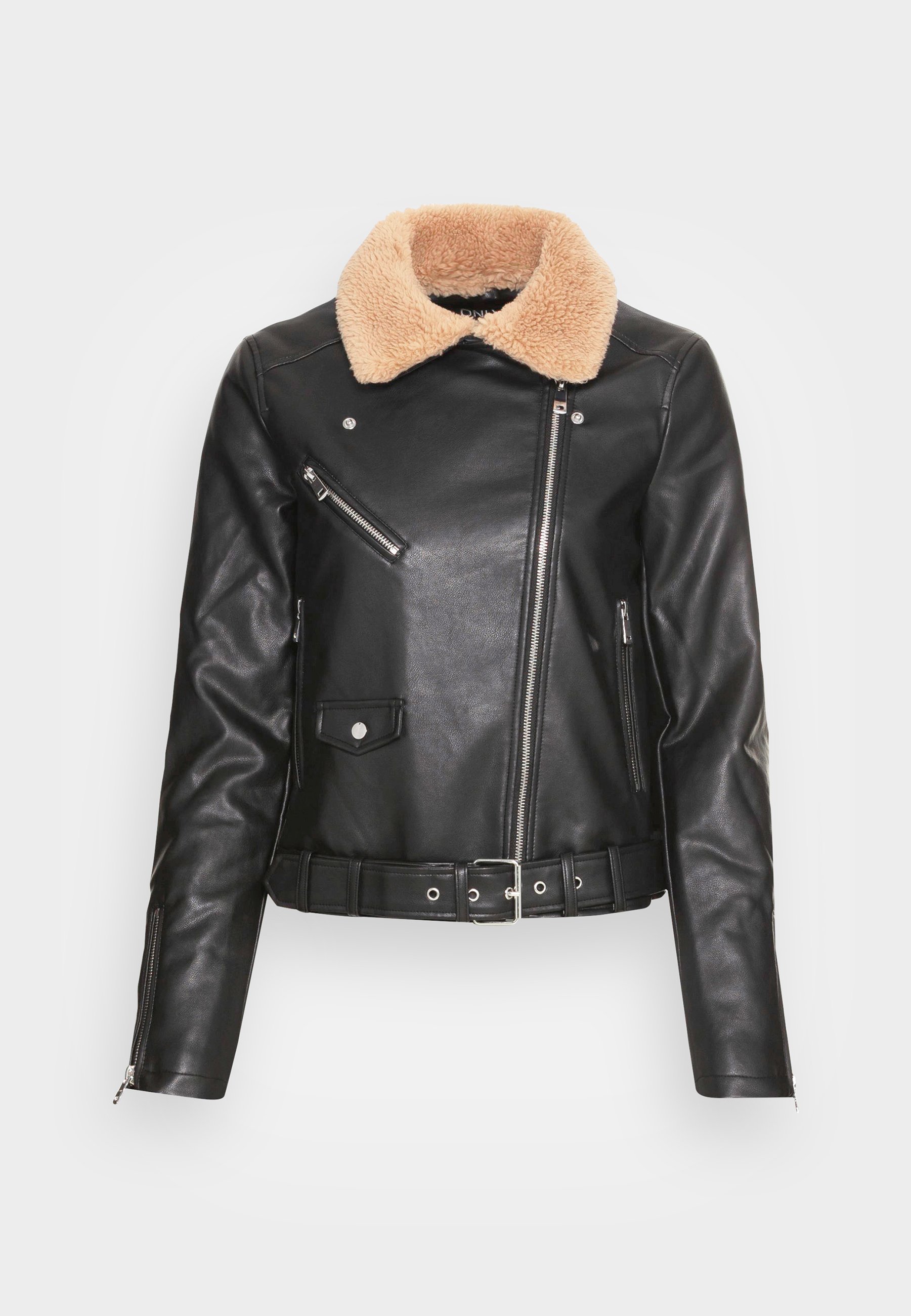 only faux leather shearling jacket