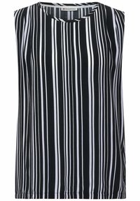 Ärmlös blus med vertikala svart- och vitränder samt rund halsringning från märket Street One.