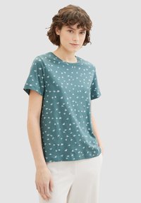TOM TAILOR 2ER-SET RUNDHALS KURZARM - T-Shirt print - weiß grün