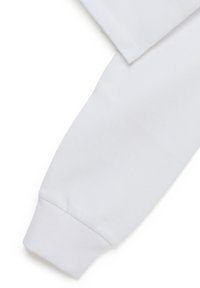 Witte sweatshirt met een zachte katoenmix en geribde manchetten. Het ontwerp omvat een rechte mouw en een gladde textuur.