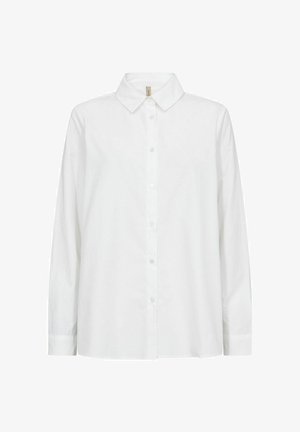 Hvid skjorte med knapper, lavet af glat bomuld, med klassisk krave, lange ærmer og diskrete stikninger ved manchetterne.