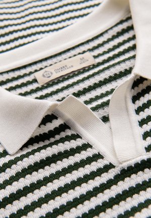 Ombre, BUTTONLESS WITH NAUTICAL STRIPES - Polo - olive and white