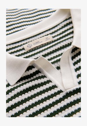 Ombre, BUTTONLESS WITH NAUTICAL STRIPES - Polo - olive and white