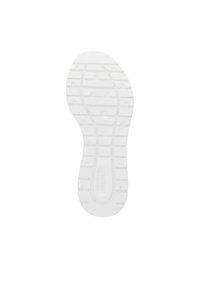 Semelle de chaussure en caoutchouc blanc présentant un motif texturé avec des rainures et des crêtes pour l'adhérence, moulée avec une finition propre et lisse.