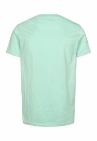 Mentolovo zelené tričko s krátkym rukávom a okrúhlym výstrihom. Bavlnený materiál, hladká textúra a jednoduchý, nezdobený dizajn.