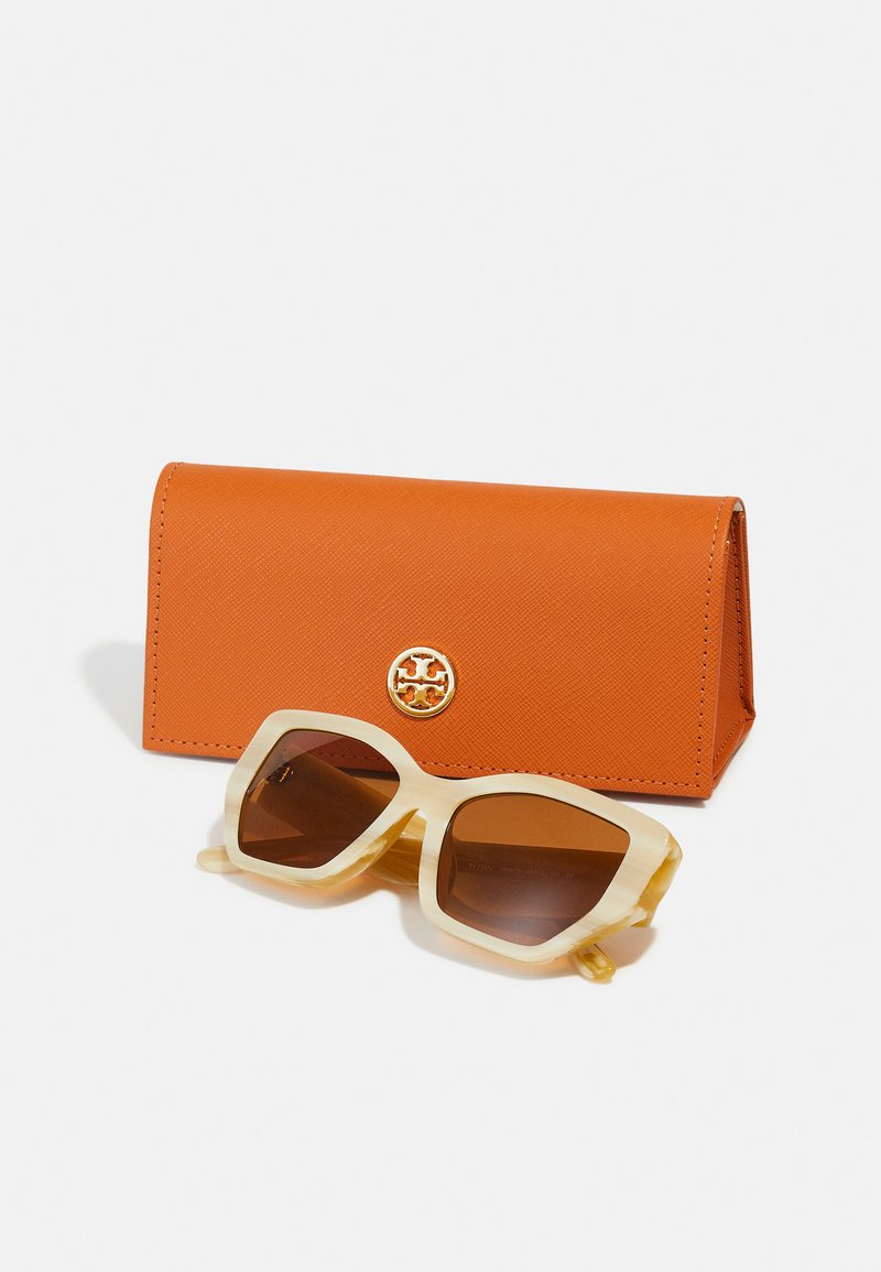 Tory Burch Beige-Tone Hexagon Sunglasses with Orange Case Tory Burch Orange Sunglasses for Women for sale | eBay main image 2