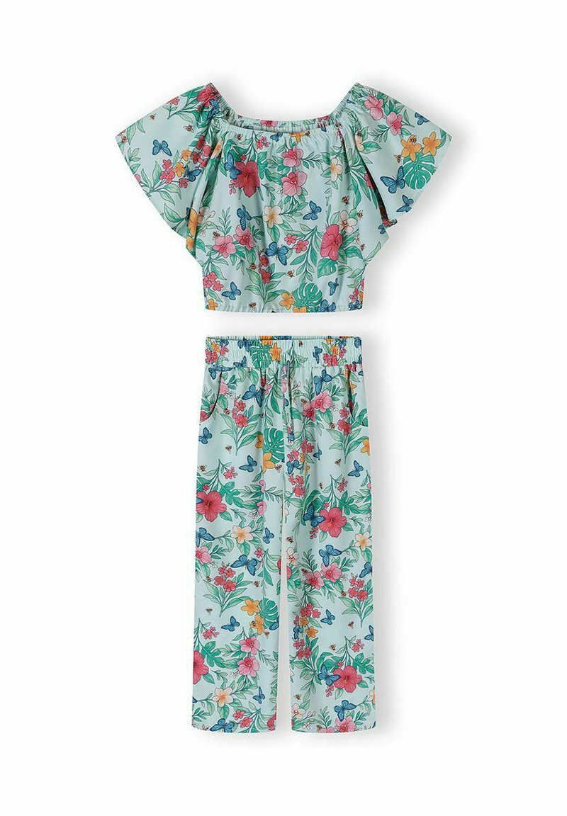 MINOTI SET FLORAL AND WIDE LEG - Trousers - mint - Zalando