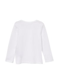 Witte lange mouwen T-shirt met een ronde hals. Gemaakt van zachte katoen, met een eenvoudige, gladde textuur en een rechte zoom aan de onderkant.