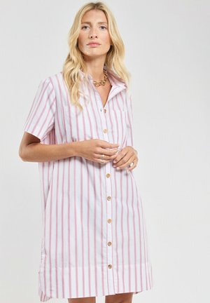Armor lux, Robe chemise - rayure ecru pink garnet