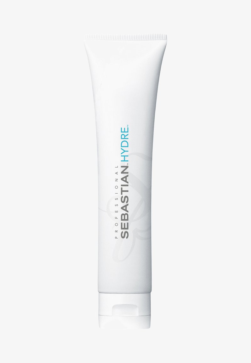 Tubetto bianco di Sebastian Hydre, con una texture liscia, un tappo a flip-top e scritte blu. Il design è elegante e moderno.