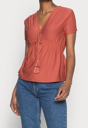 T-shirt med print - coral