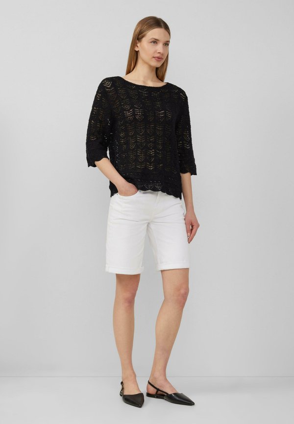 AJOUR-MIT 3/4-ÄRMELN - Strickpullover - schwarz