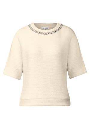 Street One, T-SHIRT MIT RUNDHALS UND SCHMUCKSTEINEN - T-shirt imprimé - pure beige