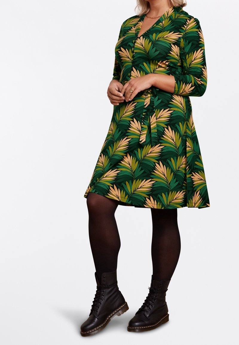 green dress and black tights Taylor Tweed Dress main image 1