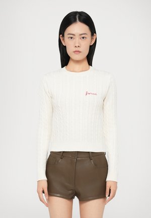 CABLE LOGO CROPPED SWEATER - Πουλόβερ - off-white