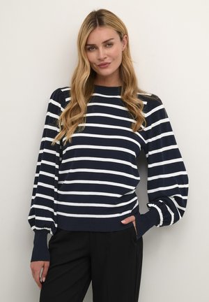 KAMALA - Strickpullover - midnight marine   chalk stripe