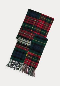 PATCHWORK PLAID WOOL-BLEND SCARF - Sall - red/multi-coloured