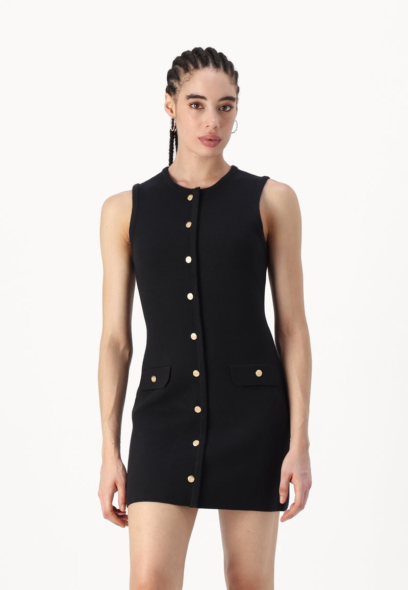 Abercrombie & Fitch BUTTON THROUGH MINI DRESS  - Gebreide jurk - black beauty