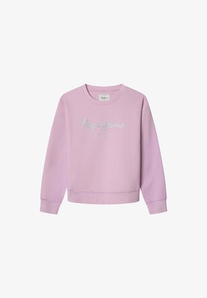 Felpa lilla con polsini e orlo a costine, con logo glitterato "Pepe Jeans London" sul davanti. Materiale in cotone morbido.