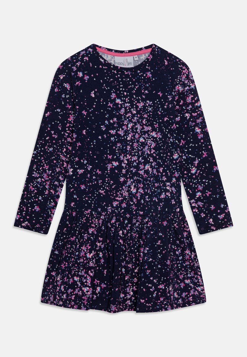 happy girls DRESS MINI BUTTERFLIES AND HEART PRINT - Jerseyklänning - navy