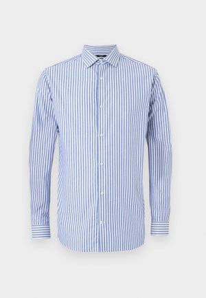 Blå og hvitstripete skjorte med krage, lange ermer og rett fald. Myk stoff og klassisk passform.