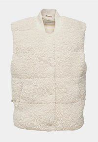 Veste sans manches en polaire matelassée couleur crème avec col montant et étiquette de la marque Esprit à l'intérieur de l'encolure.