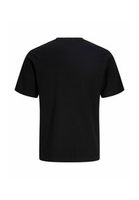 T-shirt noir à manches courtes avec col rond, vu de dos sur fond blanc.