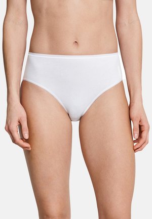Caleçons en coton blancs à taille haute, dotés d'une ceinture élastique, d'une texture lisse et sans motifs ni graphiques visibles.