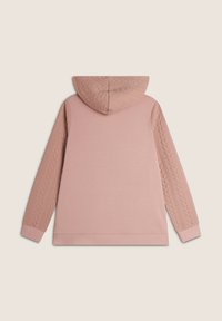 Felpa rosa con un design a maglia texture su maniche e cappuccio. Ha una vestibilità comoda e polsini ribattuti sui polsi e sull'orlo.