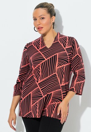 MIXED STRIPE TEE - Camiseta de manga larga - dark coral