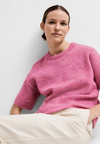 Selected Femme SLFMALINE LILIANA O NECK - T-shirt print - phlox pink