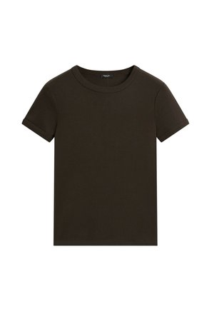 Massimo Dutti, RIBBED SHORT SLEEVE T-SHIRT - T-shirts basic - brown